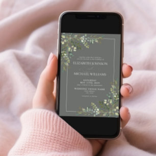 Eucalyptus Botanical Sage Green Photo Wedding Invitation