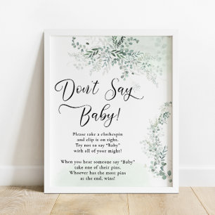 Eucalyptus Botanical Sage Green Taco Bar Poster
