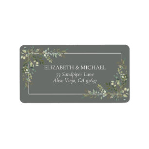 Eucalyptus Botanical Sage Green Wedding Address Label