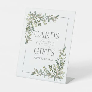 Eucalyptus Botanical Sage Green Wedding Gift Pedestal Sign