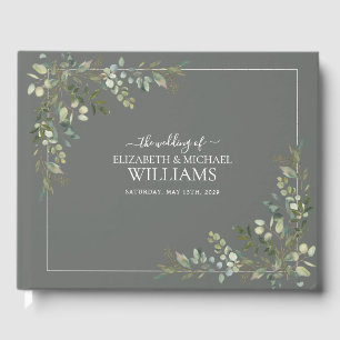 Eucalyptus Botanical Sage Green Wedding Guest Book