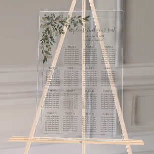 Eucalyptus Botanical Sage Green Wedding Seating Acrylic Sign