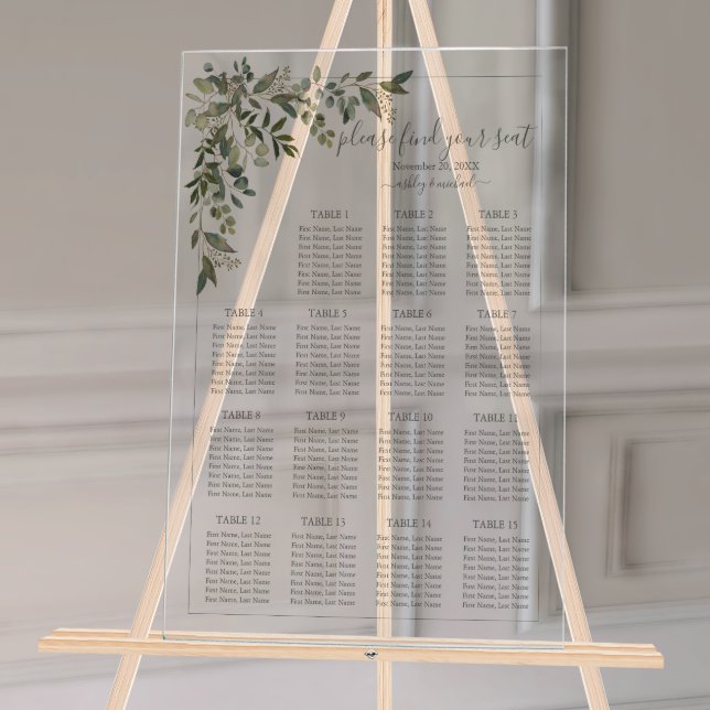 Eucalyptus Botanical Sage Green Wedding Seating Acrylic Sign (Wedding Seating Chart!
)