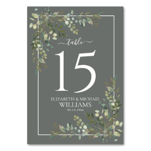 Eucalyptus Botanical Sage Green Wedding Table Numb Table Number