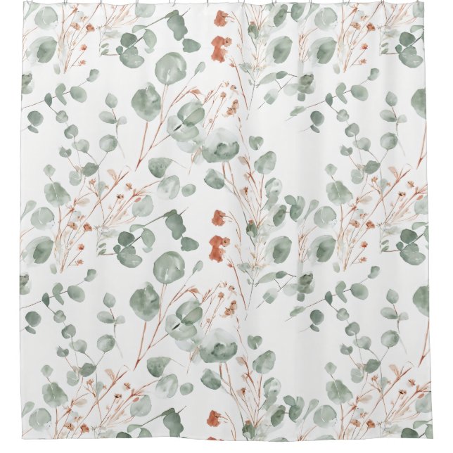 Eucalyptus Botanical Shower Curtain  (Front)
