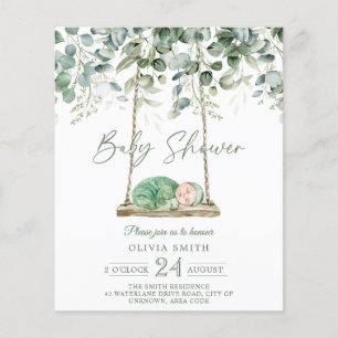 Eucalyptus botanical swing Baby Shower Invitation