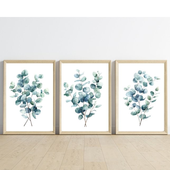 Eucalyptus Botanical Watercolor (Eucalyptus Watercolor Wall Art Set of three)