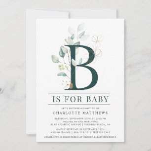 Eucalyptus Botanical Watercolor Photo Baby Shower Invitation