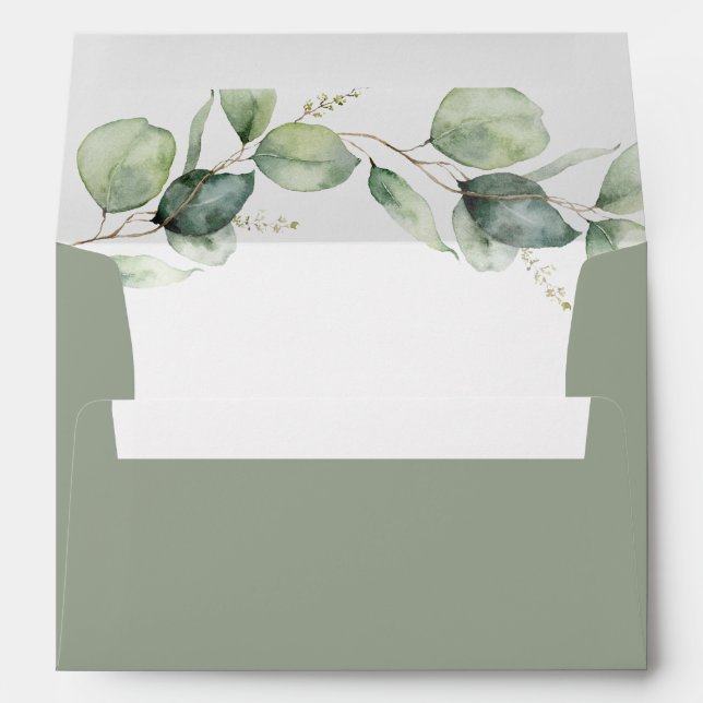 Eucalyptus Botanical Watercolor Return Address Envelope (Back (Bottom))