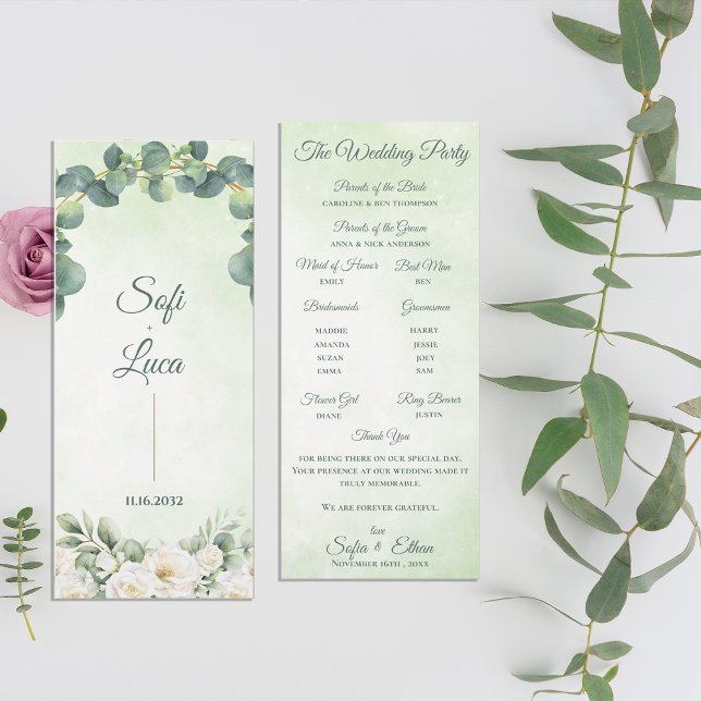 Eucalyptus Botanical Wedding Ceremony Program Invitation (Eucalyptus Botanical Wedding Ceremony Program)