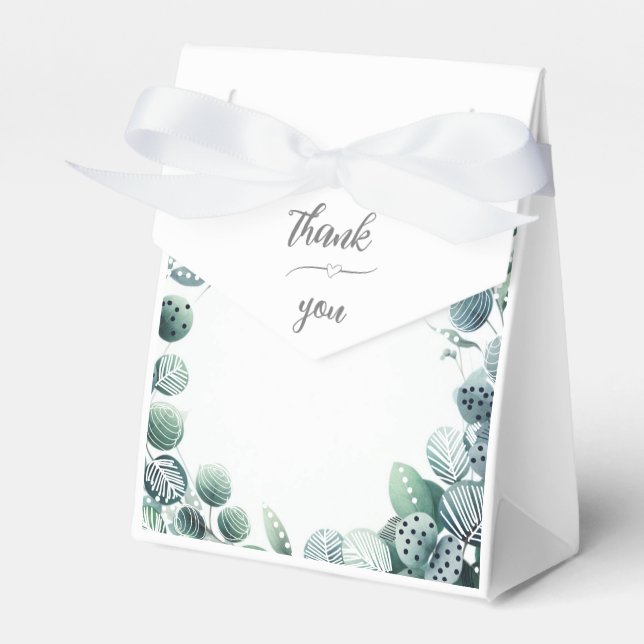 Eucalyptus Botanical Wedding Favour Box (Front Side)