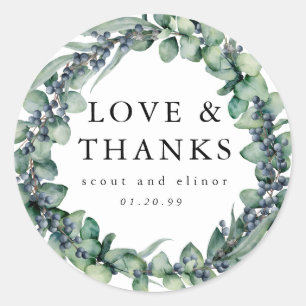 Eucalyptus Botanical Wedding Favour Classic Round Sticker