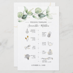 Eucalyptus Botanical Wedding Itinerary Program Stationery
