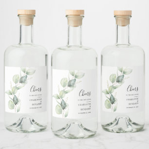 Eucalyptus Botanical Wedding Liquor Bottle Label