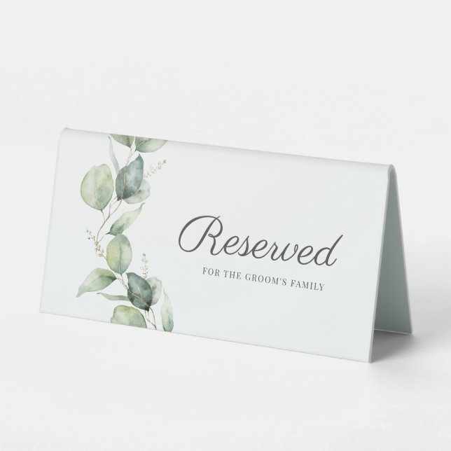 Eucalyptus Botanical Wedding Reception Reserved (Front)