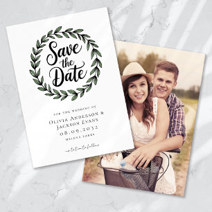 Eucalyptus Botanical Wreath Photo Wedding Save The Date