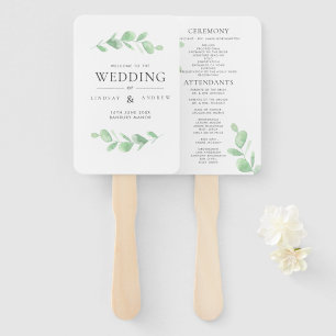 Eucalyptus Bough Wedding Program Hand Fan