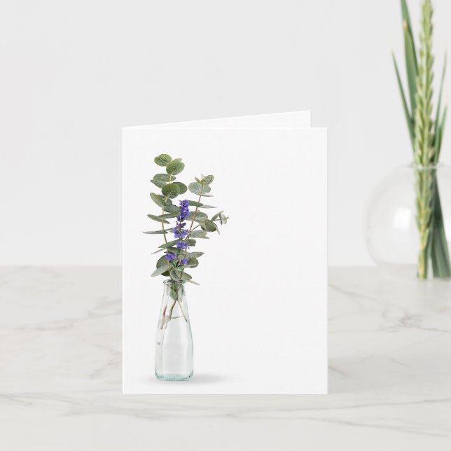 Eucalyptus Bouquet In Bottle Vase Note Card (Front)