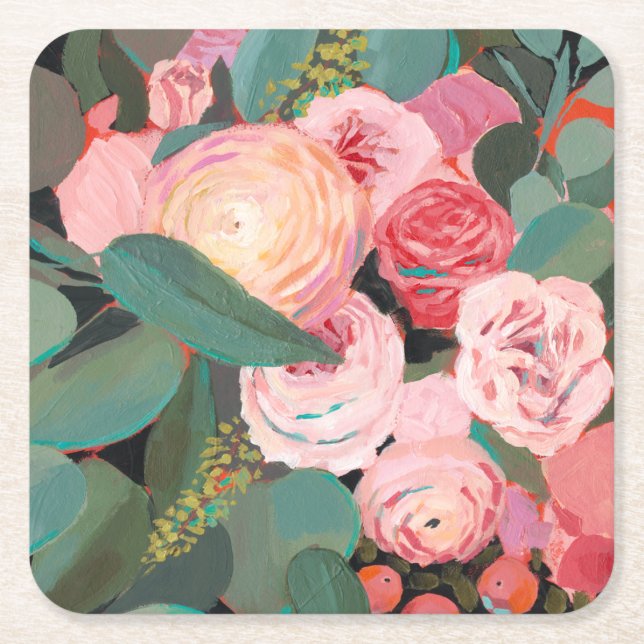 Eucalyptus Bouquet Square Paper Coaster (Front)