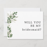 Eucalyptus Bouquet Will You Be My Bridesmaid Card