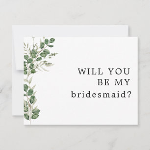 Eucalyptus Bouquet Will You Be My Bridesmaid Card