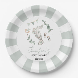 Eucalyptus boy clothes baby shower paper plates
