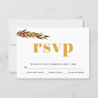 Eucalyptus branch, fall colours wedding RSVP card
