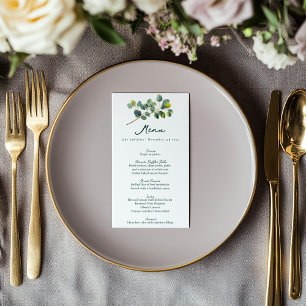 Eucalyptus branch green wedding menu