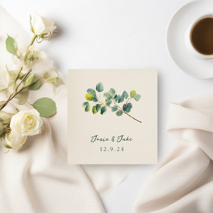 Eucalyptus branch wedding napkin