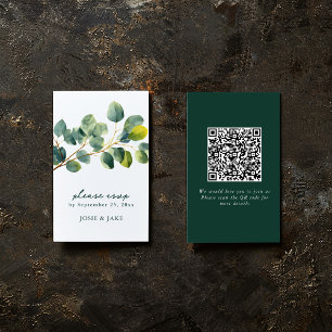 Eucalyptus branch wedding qr code rsvp enclosure card