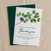 Eucalyptus branch Wedding Table thank you card
