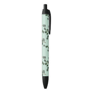 Eucalyptus Branches Leaves Golden Glitter Black Ink Pen