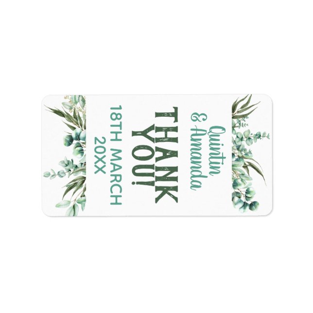 Eucalyptus Branches Leaves Wedding Party Favour Label (Front)