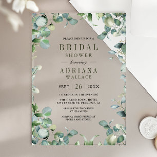 Eucalyptus Bridal Shower Acrylic Invitations