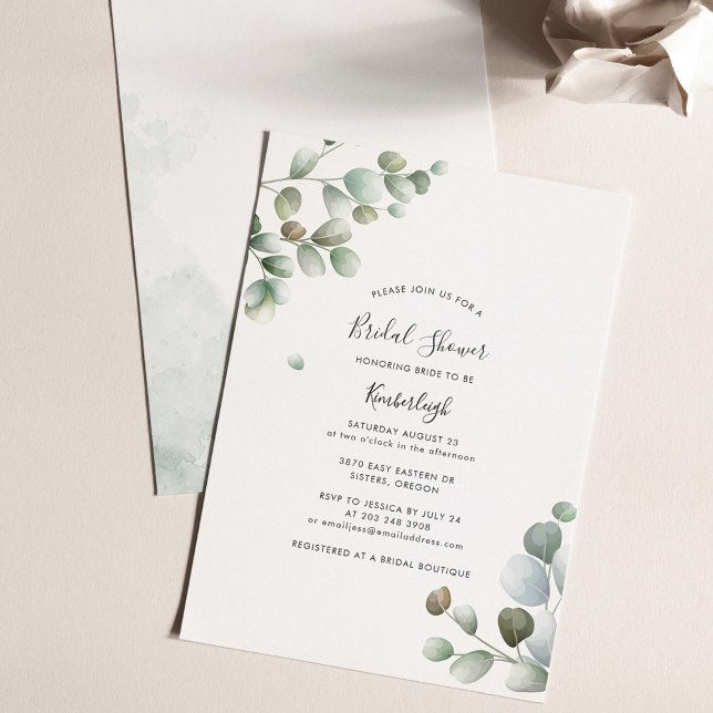 Eucalyptus Bridal Shower Budget Invitation (Eucalyptus Greenery Bridal Shower Party Invitation)