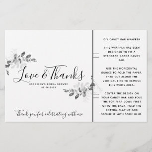 Eucalyptus Bridal Shower Candy Bar Wrapper