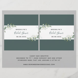 Eucalyptus Bridal Shower Candy Bar Wrapper