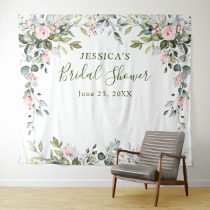 Eucalyptus Bridal Shower Chic Photo Booth Backdrop Tapestry