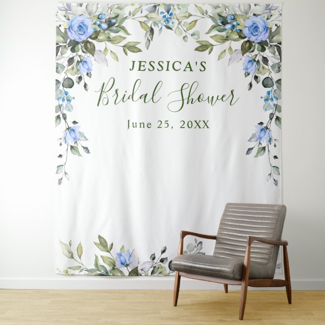 Eucalyptus Bridal Shower Chic Photo Booth Backdrop Tapestry (In Situ)