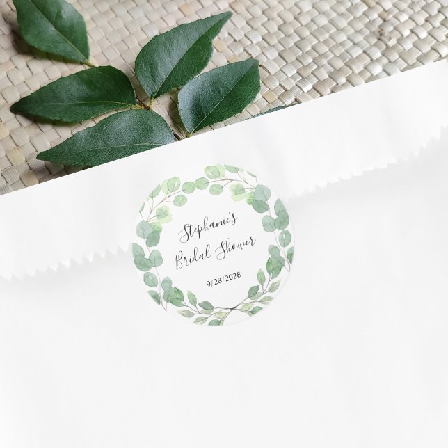 Eucalyptus Bridal Shower Classic Round Sticker (Creator Uploaded)
