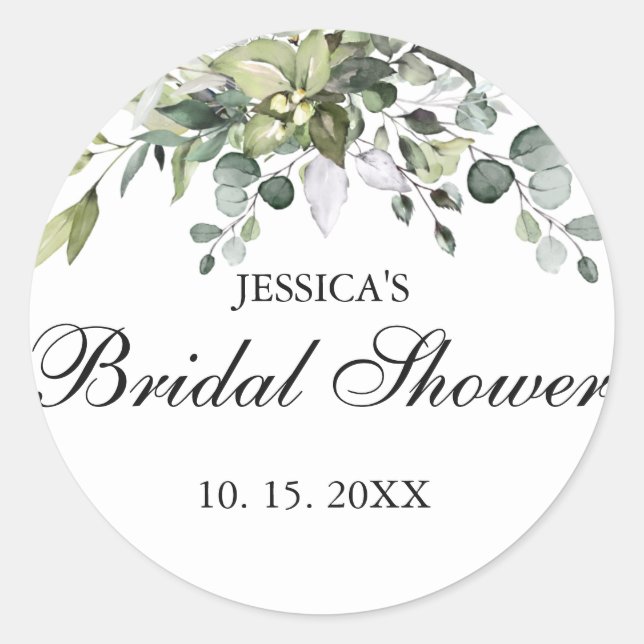 Eucalyptus Bridal Shower  Classic Round Sticker (Front)