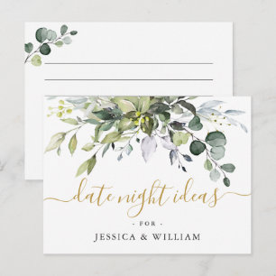 Eucalyptus Bridal Shower Date Night Idea Card