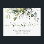 Eucalyptus Bridal Shower Date Night Idea Card<br><div class="desc">For further customisation,  please click the "customise further" link and use our design tool to modify this template. 
If you need help or matching items,  please contact me.</div>