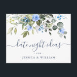 Eucalyptus Bridal Shower Date Night Idea Card<br><div class="desc">For further customisation,  please click the "customise further" link and use our design tool to modify this template. 
If you need help or matching items,  please contact me.</div>
