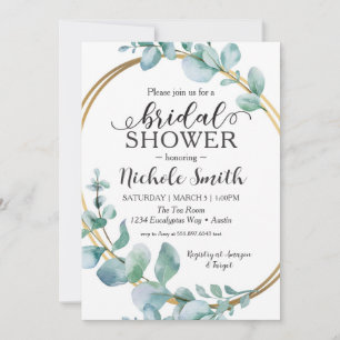 Eucalyptus Bridal Shower Eternity Gold Ring Invite