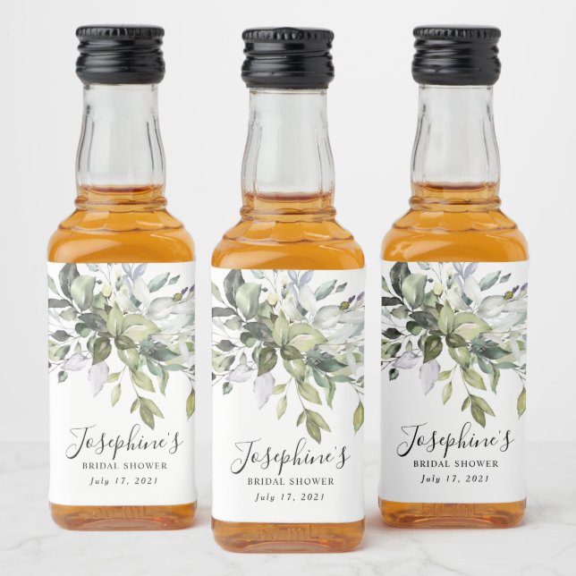 Eucalyptus Bridal Shower Favor Liquor Bottle Label (Bottles)