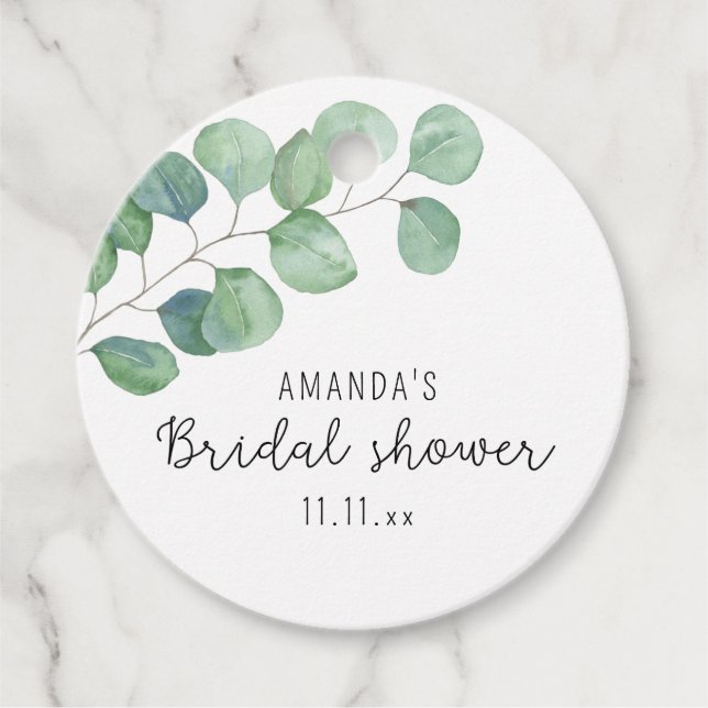 Eucalyptus - bridal shower  favour tags (Front)