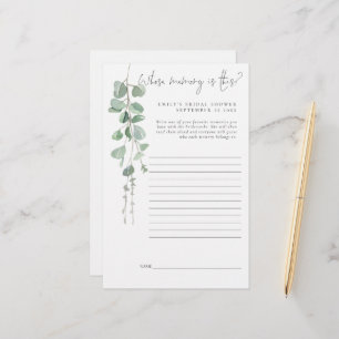 Eucalyptus Bridal Shower Game Whose Memory Is This Stationery