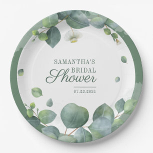 Eucalyptus Bridal Shower Greenery Botanical Paper Plate