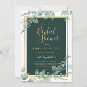 Eucalyptus BRIDAL SHOWER Greenery Gold QR Code Inv Invitation